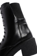 Women's Black Zippered Leather Boots | Derimod