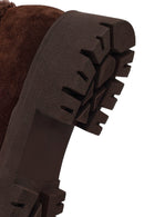 Woman Brown Lace-Up Fur-Detail Thick-Soled Suede Casual Shoes | Derimod