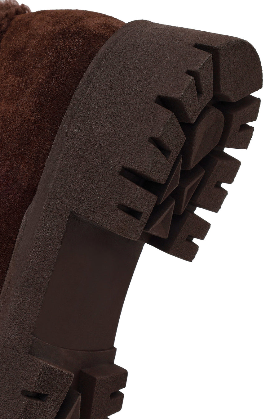 Woman Brown Lace-Up Fur-Detail Thick-Soled Suede Casual Shoes