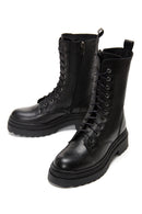 Women's Black Leather Thick Soled Boots | Derimod