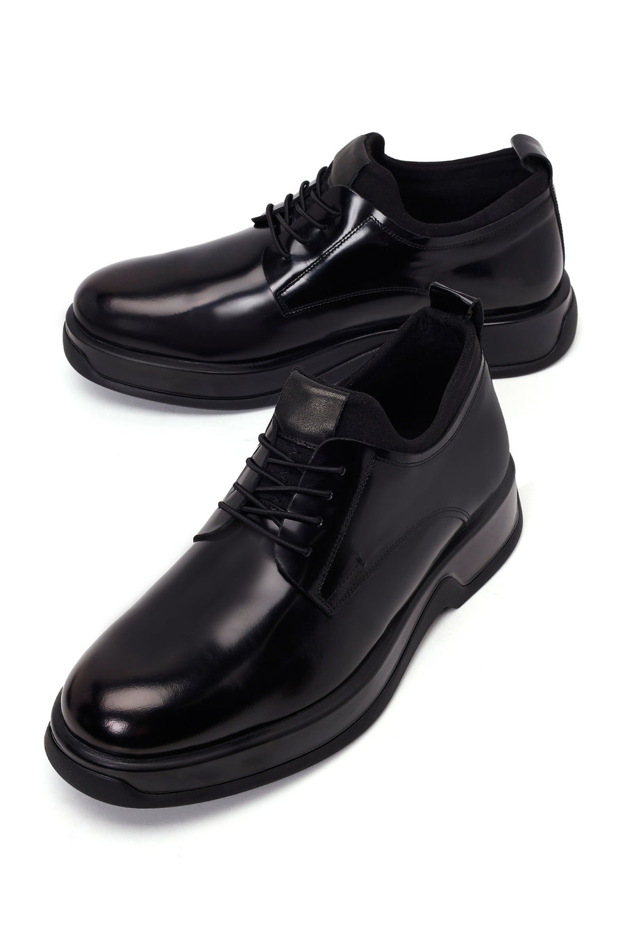 Male Black Lace-up Leather Casual Shoes