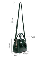 Women's Green Accessory Detailed Long Strap Crocodile Patterned Handbag | Derimod