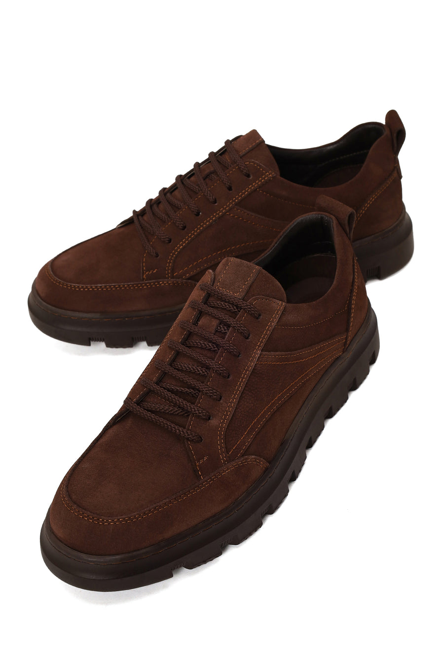 Male Brown Lace-Up Nubuck Leather Casual Sneaker