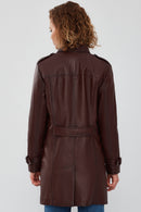 Scarlet Women's Brown Leather Trench Coat | Derimod