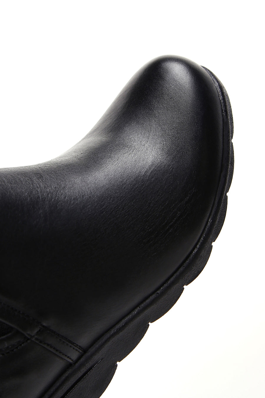 Women's Black Leather Wedge Heel Boots