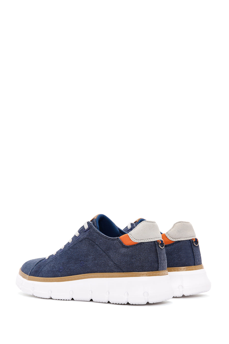 Men's Navy Blue Lace-Up Thick Sole Fabric Sneaker