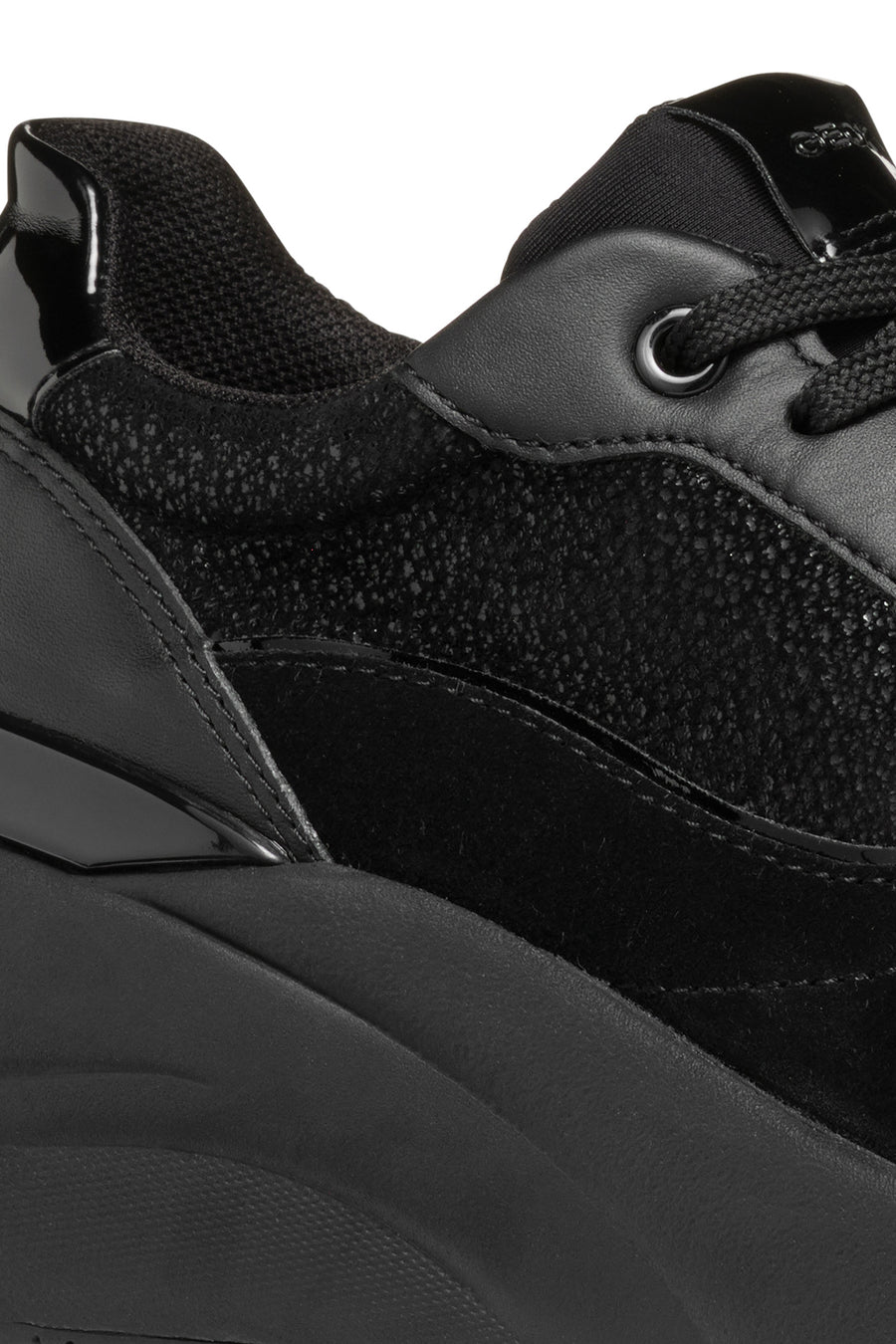 Geox Kadın Siyah Spherica Ec13 Bağcıklı Kalın Taban Deri Sneaker