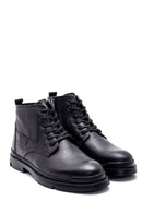 Men's Black Leather Zippered Casual Boots | Derimod