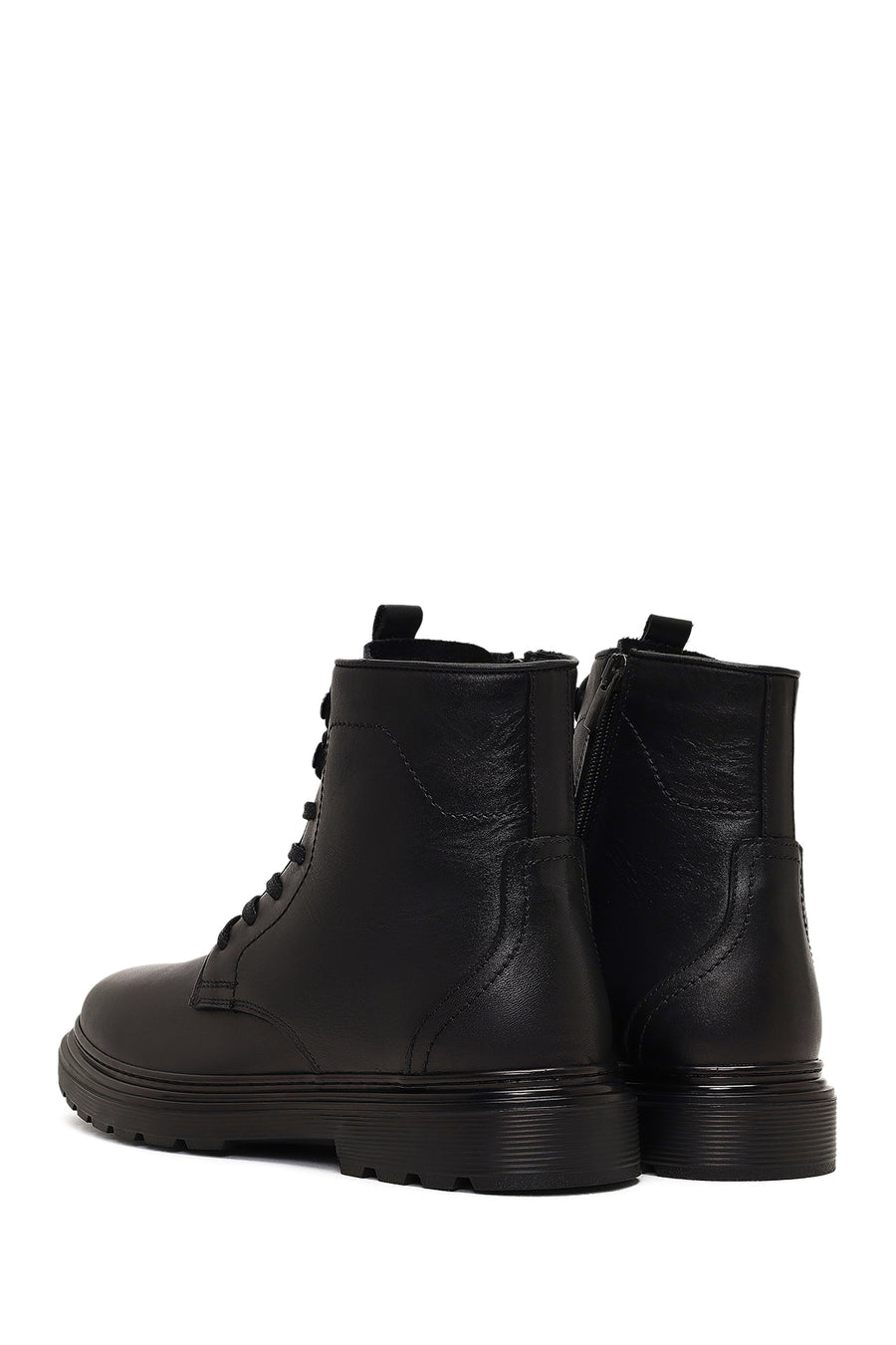Men's Black Zippered Leather Casual Boot