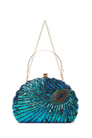 Women's Blue Long Chain Strap Sequin Crossbody Bag | Derimod