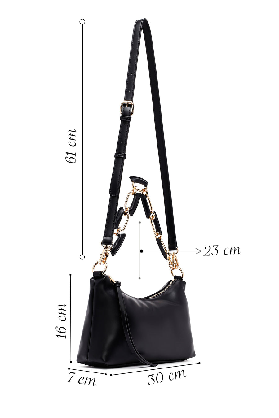 Woman Black Long-Strap Shoulder Bag