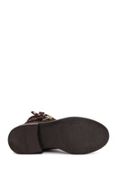 Woman Brown Suede Biker Boots | Derimod