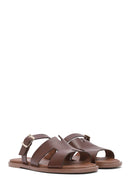 Women's Brown Buckled Leather Slippers | Derimod