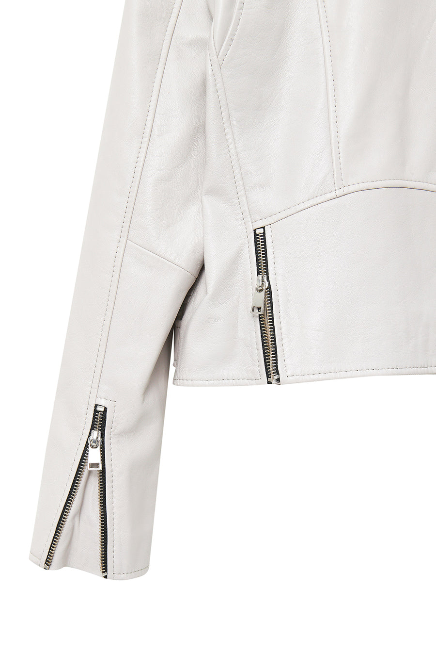 New Age Women's Gray Double Breasted Leather Jacket