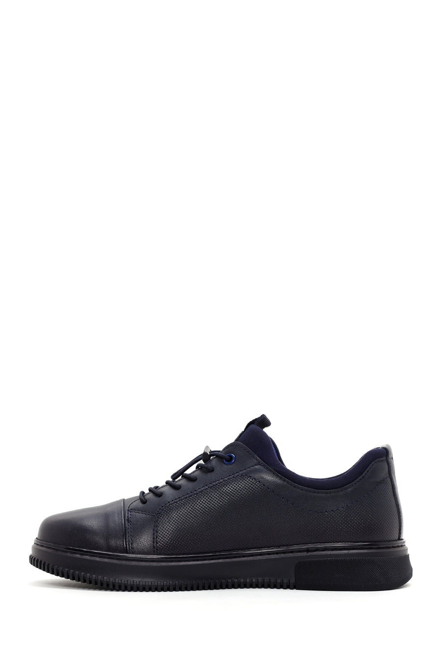 Men's Navy Blue Lace-Up Leather Sneaker