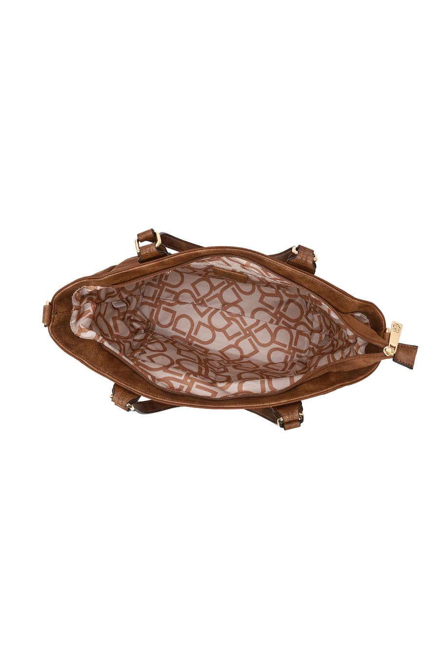 Woman Brown Long-Strap Fabric Shoulder Bag