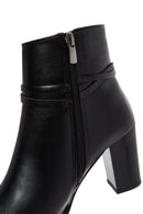 Women's Black Buckle Thick Heeled Classic Boots | Derimod