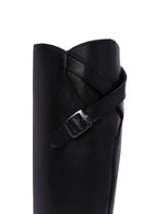 Women's Black Leather Zippered Boots | Derimod