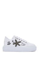 Women's White Stone Thick Soled Sneaker | Derimod