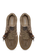 Woman Beige Lace-Up Thick-Soled Charmed Suede Leather Sneaker | Derimod