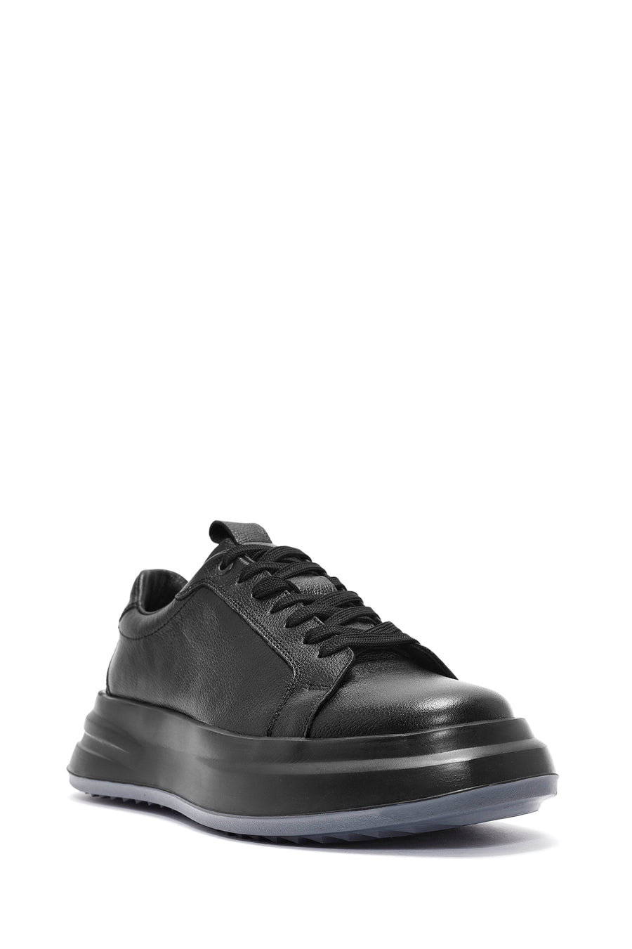 Men's Black Lace-up Leather Sneaker