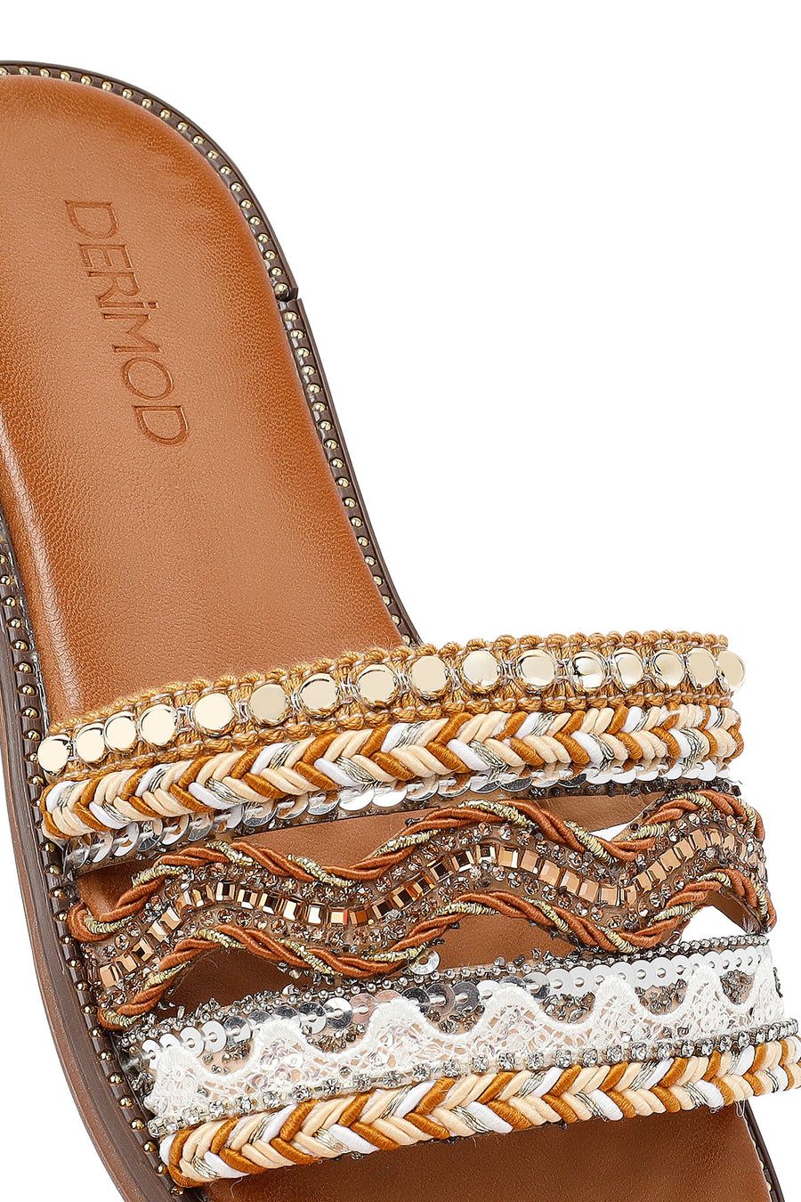 Woman Beige Stone Slippers