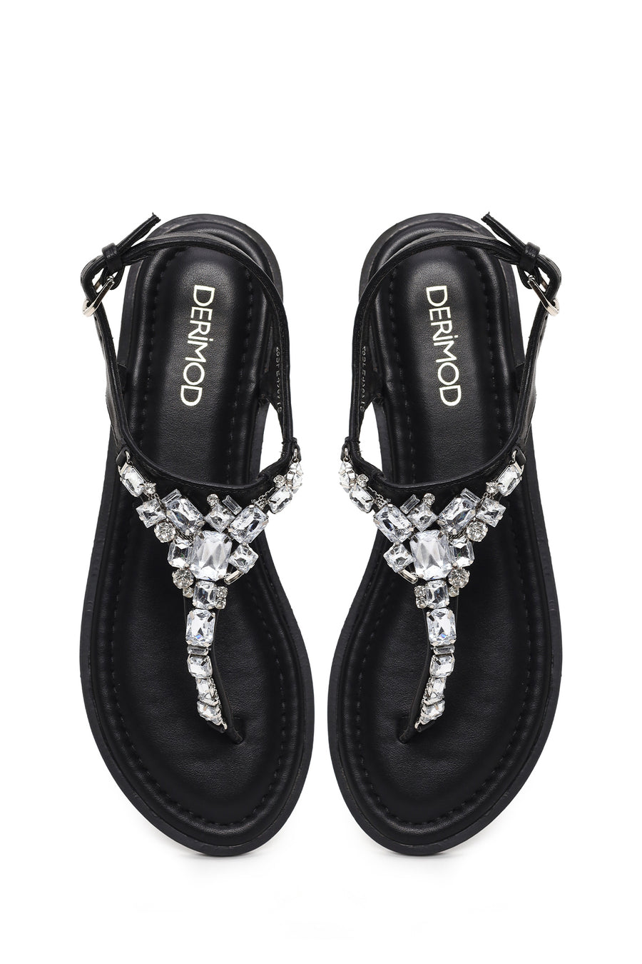 Woman Black Stone-Embellished Flip-Flop Sandal