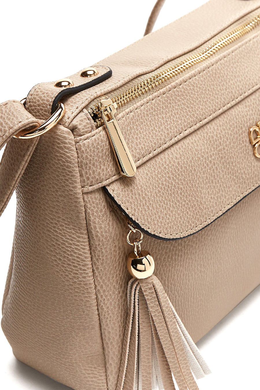 Woman Beige Long Strap Crossbody Bag
