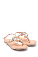 Women's Gold Stone Flat Sandals | Derimod