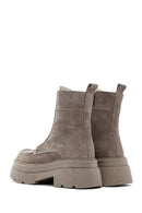 Women's Beige Suede Leather Boots | Derimod