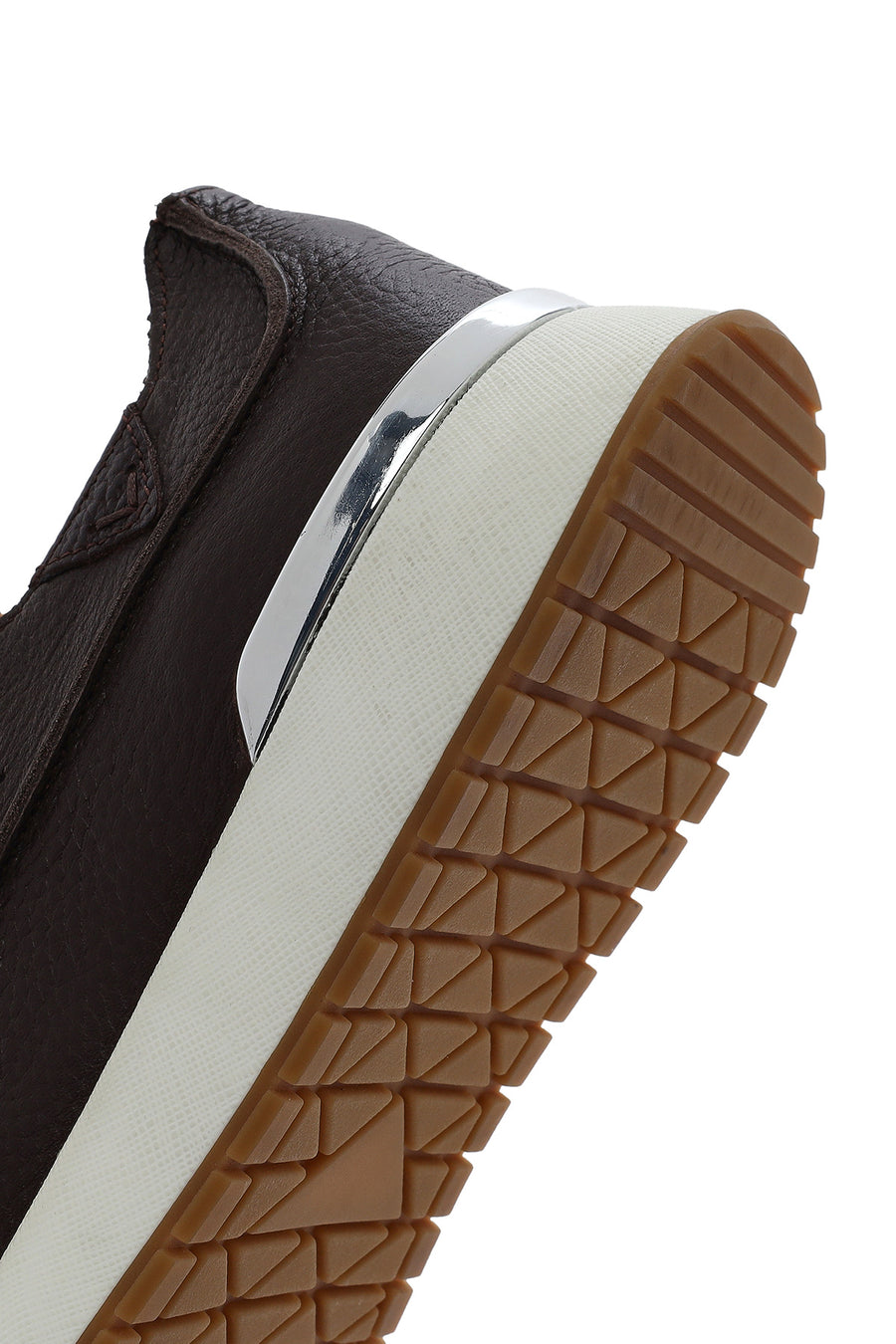 Men's Brown Lace-Up Thick-Soled Leather Casual Sneaker