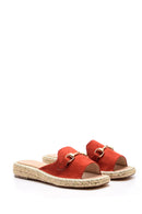 Women's Suede Buckle Espadrille Slippers | Derimod