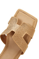 Women's Beige Stone Flat Slippers | Derimod