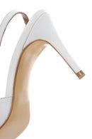 Women's White Leather Thin Heeled Slingback Stiletto | Derimod