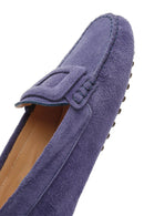 Women's Navy Blue Suede Leather Loafer | Derimod