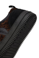 Woman Black Lace-Up Patterned Leather Sneaker | Derimod