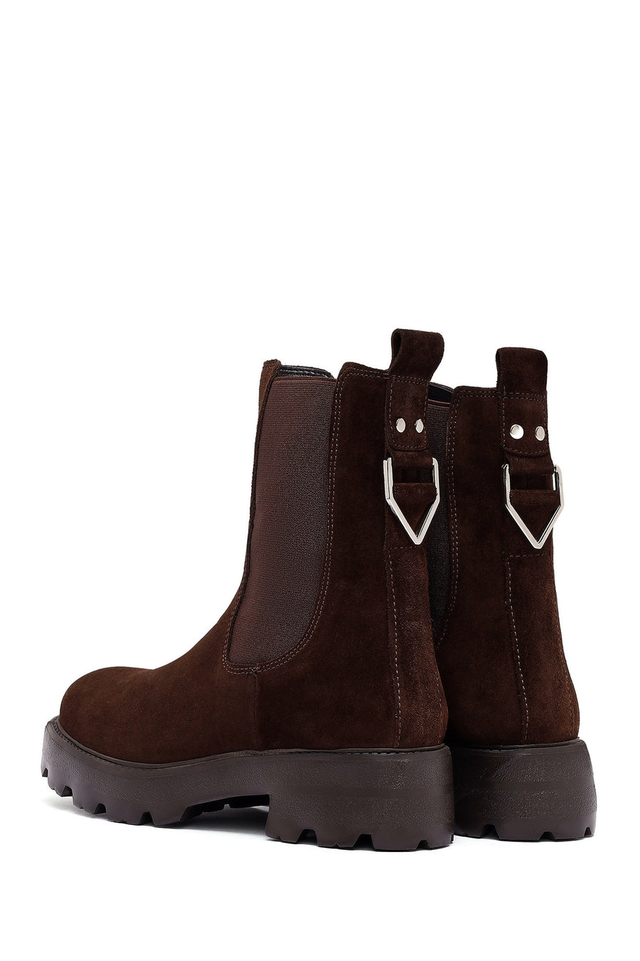 Woman Brown Thick-Soled Suede Leather Chelsea Boots