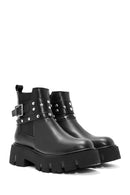 Women's Black Zippered Metal Detailed Boots | Derimod