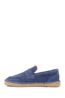 Men's Blue Suede Leather Espadrilles | Derimod