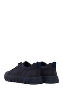Male Navy Blue Lace-Up Thick-Soled Nubuck Leather Sneaker | Derimod