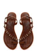 Woman Brown Embellished Flip-Flop Sandals | Derimod