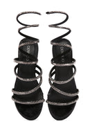 Women's Black Ankle Strap Stone Sandals | Derimod