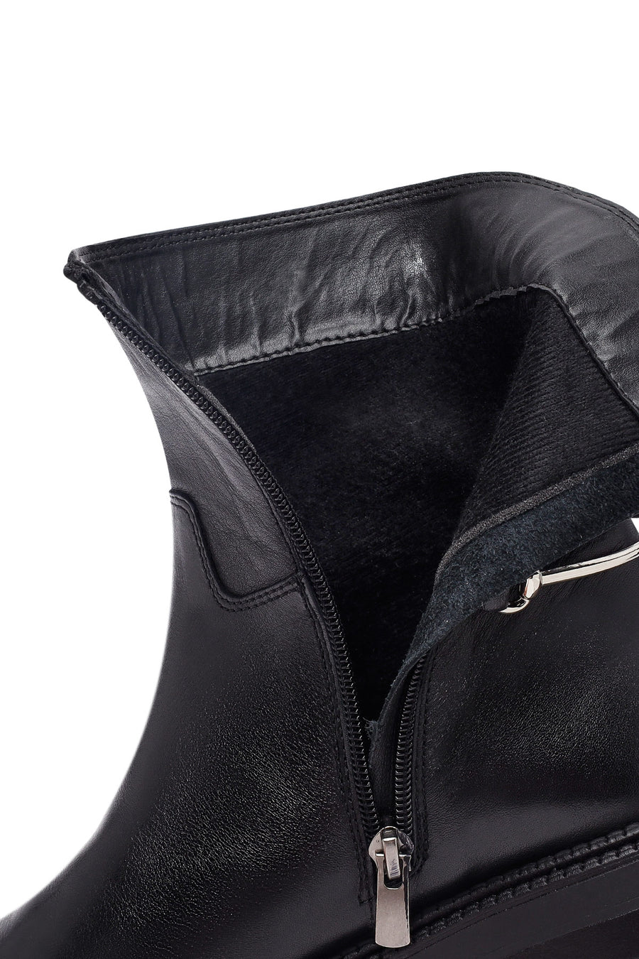 Woman Black Zip Closure Leather Boots