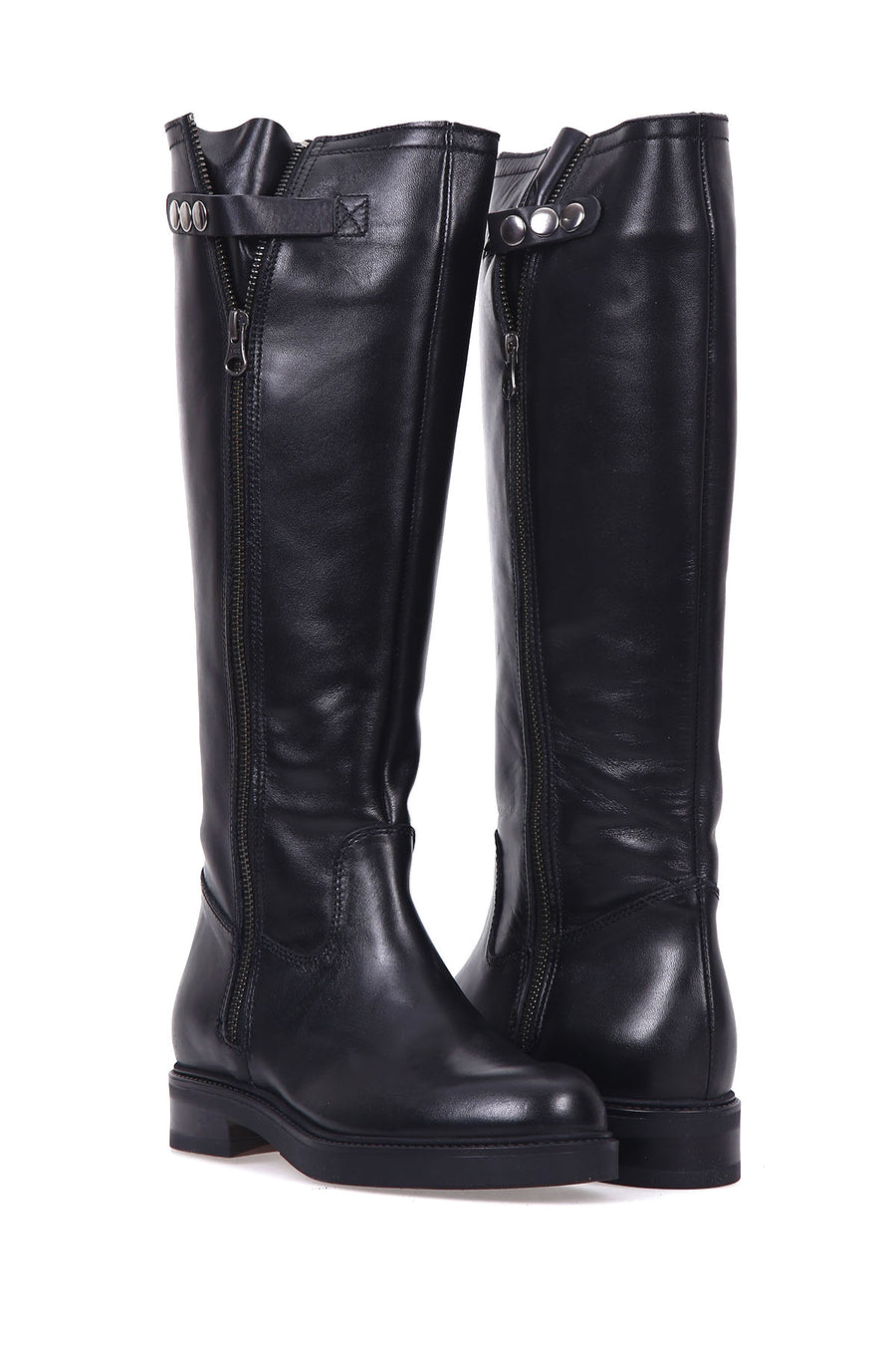 Women's Zippered Leather Boots
