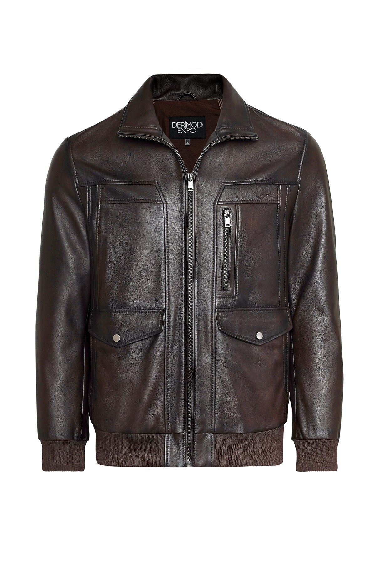 Bryan Men's Brown Leather Jacket 24WGE655147 | Derimod