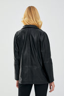 Nancy Women's Black Oversize Leather Jacket | Derimod