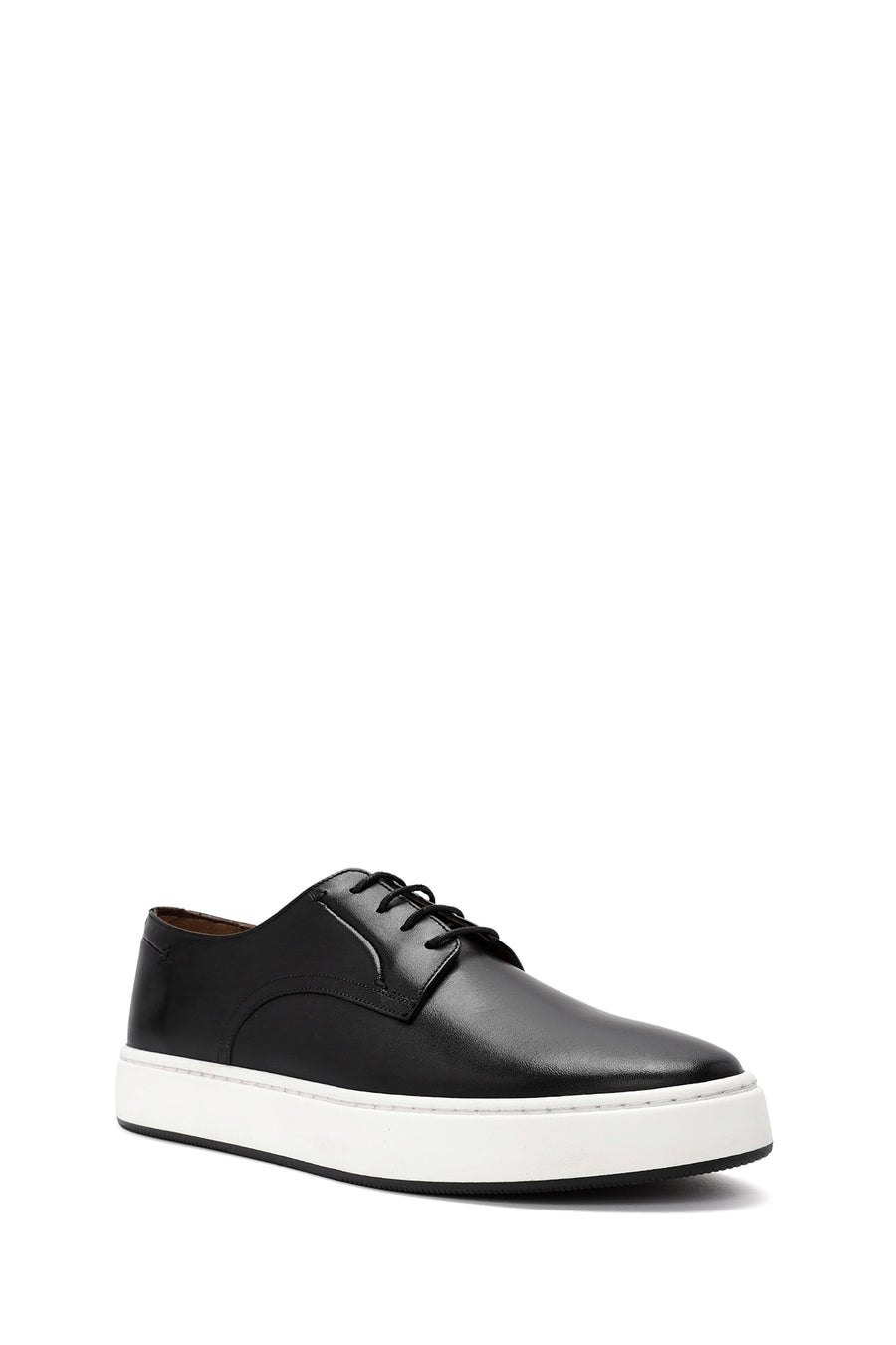 Erkek Siyah Bağcıklı Deri Sneaker