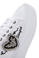 Women's White Stone Sneaker | Derimod