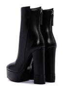 Women's Black High Heeled Platform Leather Boots | Derimod