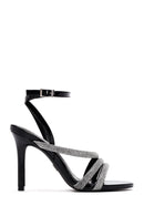 Women's Black Ankle Strap Stone Heeled Sandals | Derimod